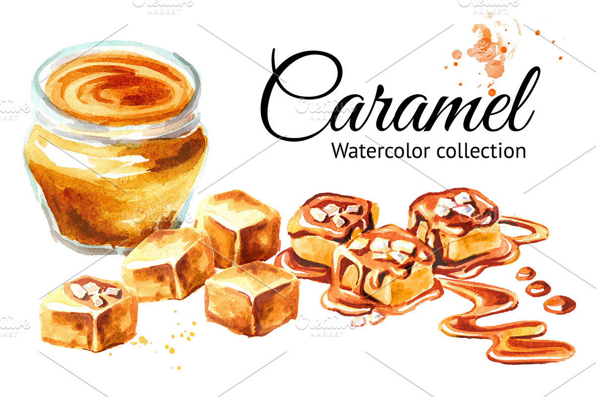 Caramel. Watercolor collection in Illustrations - product preview 8
