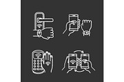 NFC technology chalk icons set