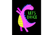 Lets dance pink dino poster
