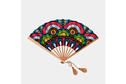 Vintage floral ornament asian fan
