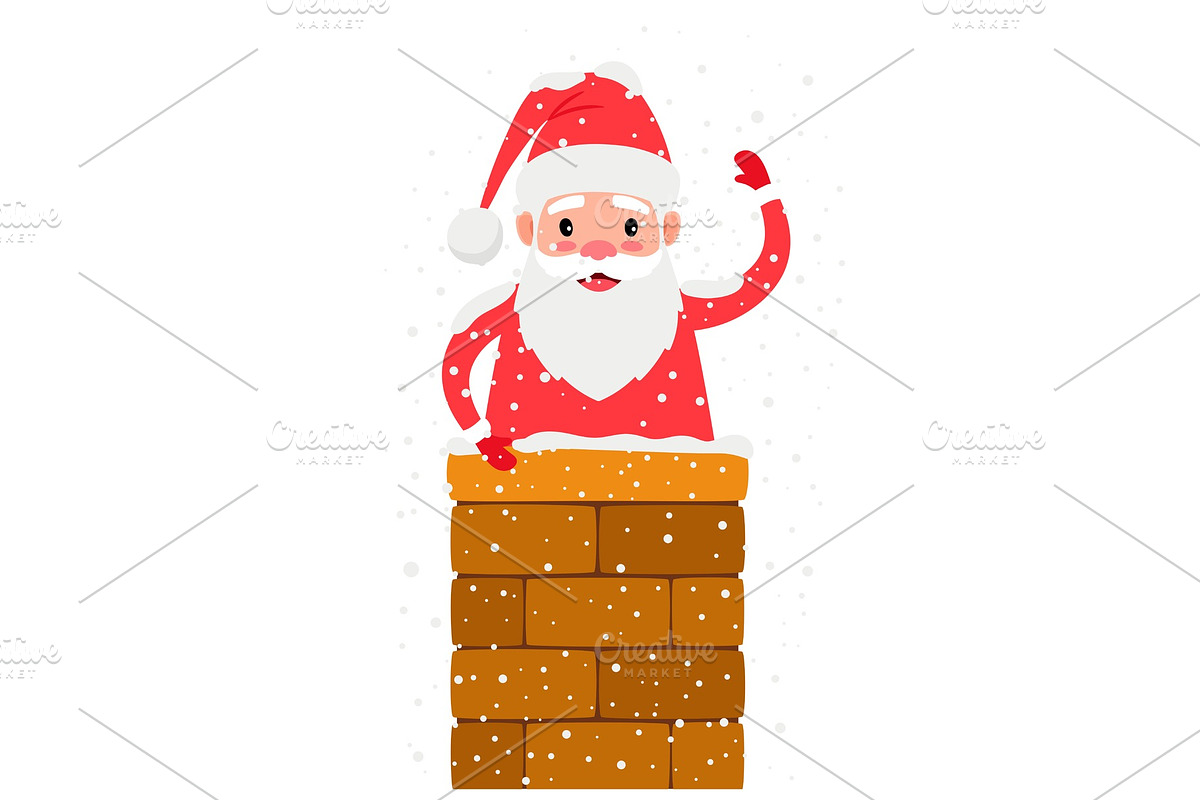 Santa in chimney in Objects - product preview 8