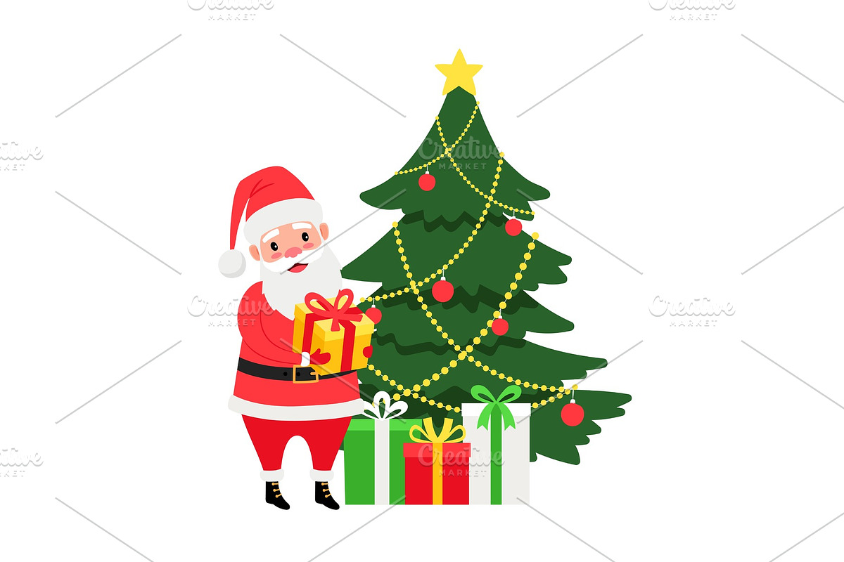 Santa and Christmas tree in Objects - product preview 8