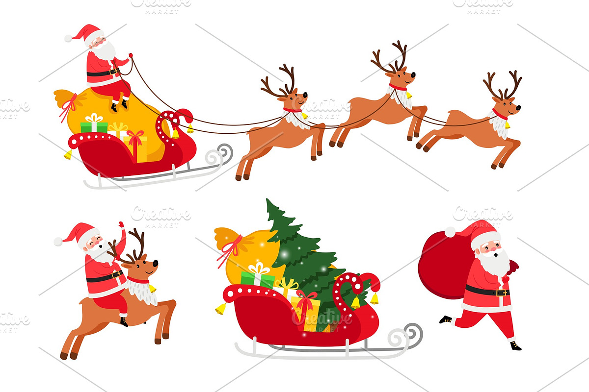 Christmas Santa icons set in Objects - product preview 8