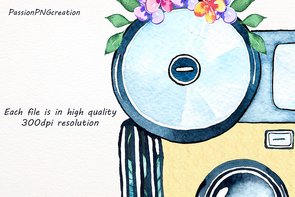 Watercolor Cameras Clipart in Illustrations - product preview 2