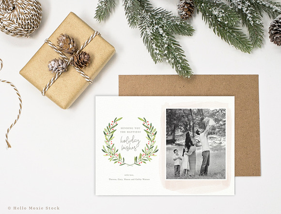 Christmas Card Mockup Flat Lay in Print Mockups - product preview 1
