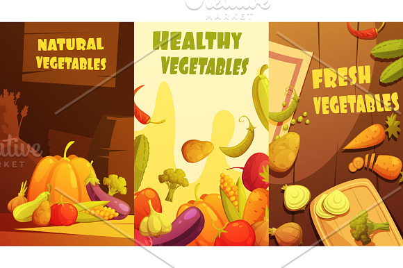 Vegetables Cartoon Set in Illustrations - product preview 3