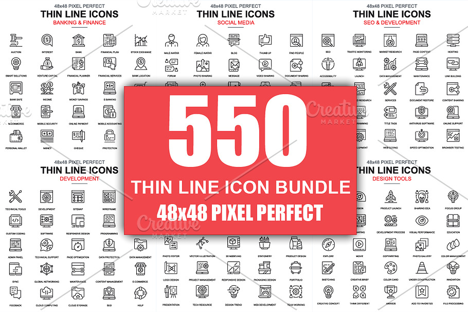Thin Line Business Icons