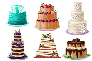 Sweet baked cakes set