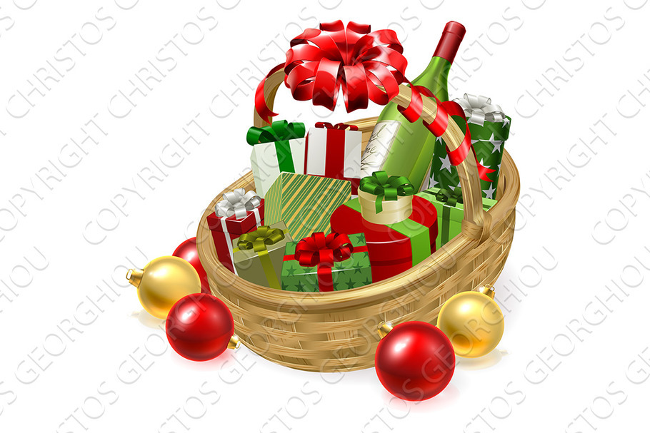 Christmas Hamper Gift Basket in Illustrations - product preview 8