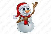 Christmas Snowman in Santa Hat