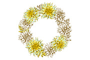 Decorative wreath with fluffy yellow