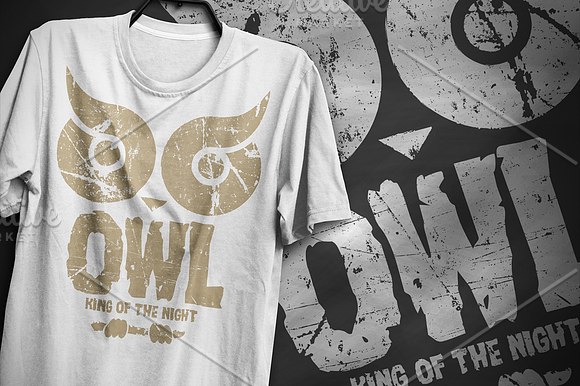 Owl king of the night T-Shirt Design in Illustrations - product preview 2
