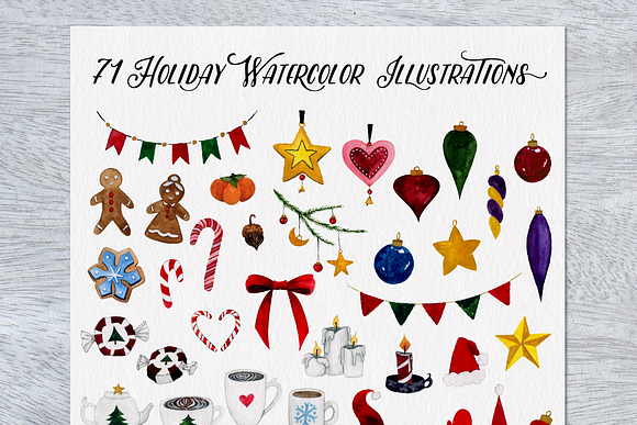 71 Holiday Watercolor Illustrations in Illustrations - product preview 3