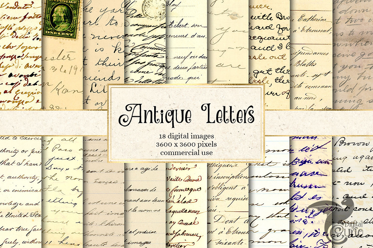 Antique Letters Digital Paper in Textures - product preview 8