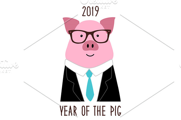 Cute 2019 Year of the Pig poster
