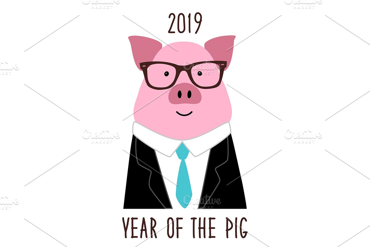 Cute 2019 Year of the Pig poster in Illustrations - product preview 8