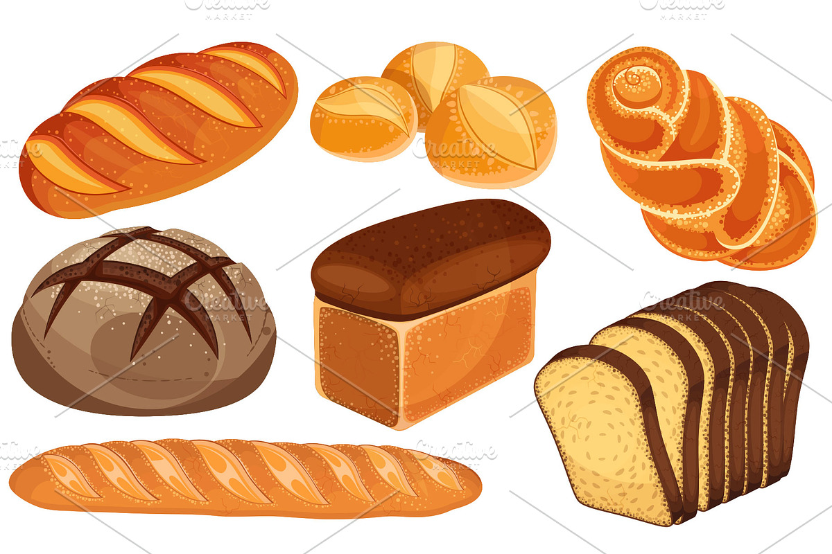 Vector bread icons set in Illustrations - product preview 8