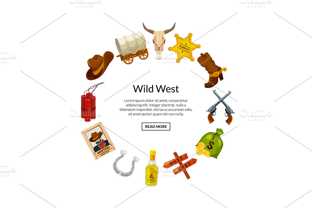 Vector cartoon wild west elements in in Graphics - product preview 8