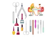 Spa Salon Manicure Procedure Icons