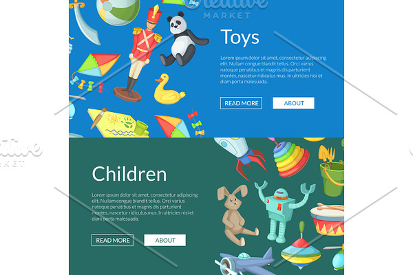 Vector cartoon children toys web
