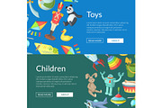 Vector cartoon children toys web