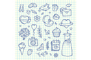 Vector doodle wedding elements set