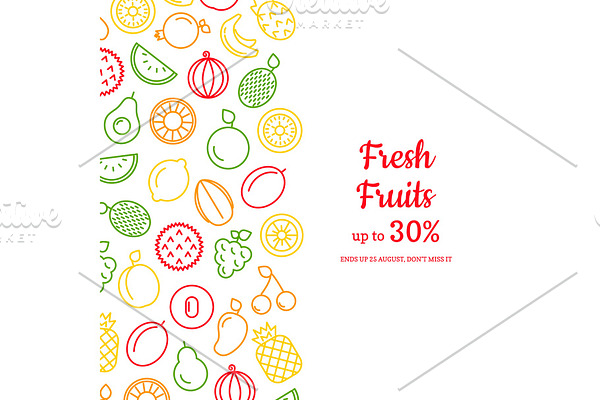 Vector line fruits icons background