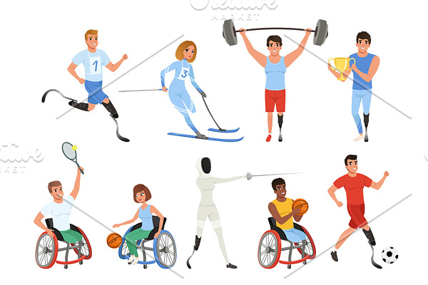 Set of Paralympics athletes with