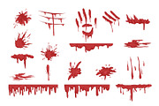 Blood spatters set, dripping blood