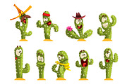 Cactus characters sett, funny cacti