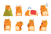 Cute cartoon hamster characters set