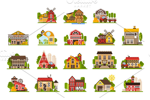 Farm houses and buildings set