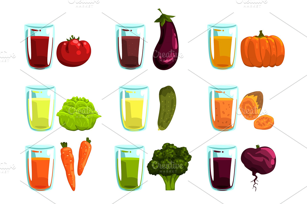 Vegetable juices set, carrot in Illustrations - product preview 8