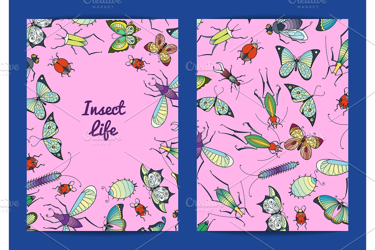 Vector hand drawn insects card in Graphics - product preview 8