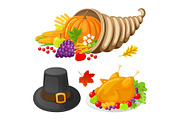 Pumpkin and Turkey Cooked Meat Icons