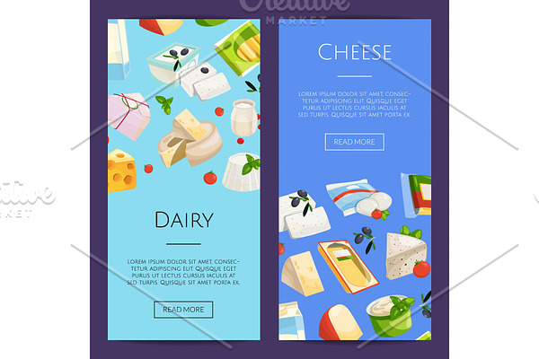 Vector cartoon dairy and cheese