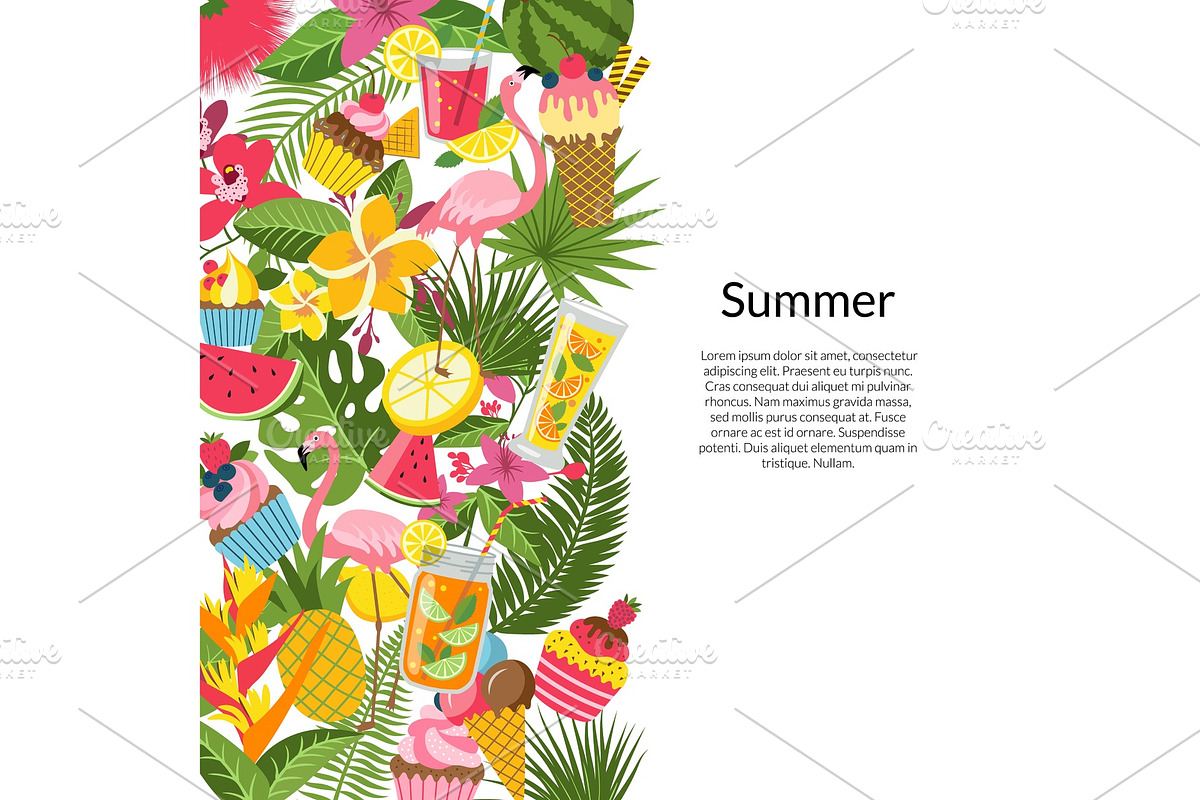 Vector flat cute summer elements in Graphics - product preview 8