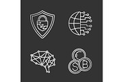 Artificial intelligence chalk icons