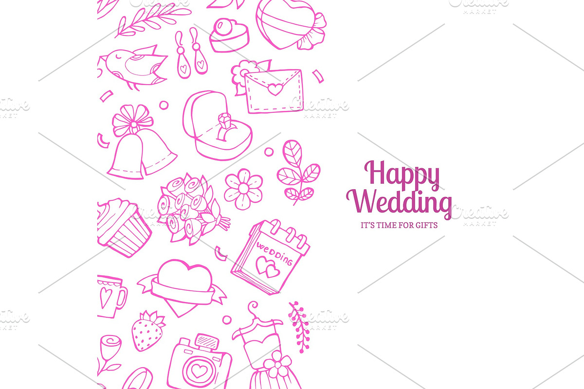 Vector doodle wedding with place for in Graphics - product preview 8