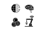 Artificial intelligence glyph icons