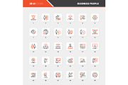 Business People Flat Line Web Icon