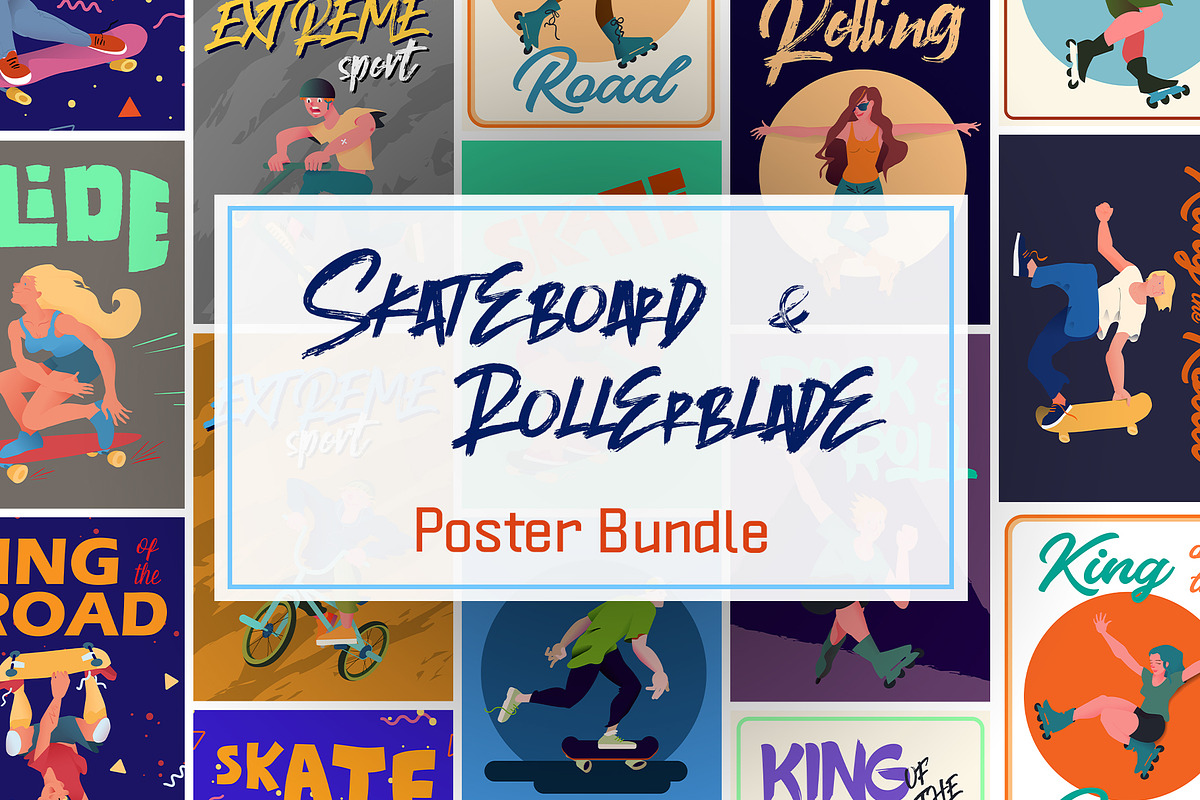 Skateboard & Rollerblade in Illustrations - product preview 8
