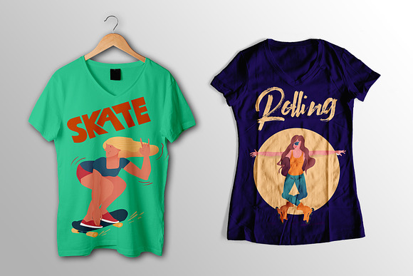 Skateboard & Rollerblade in Illustrations - product preview 5