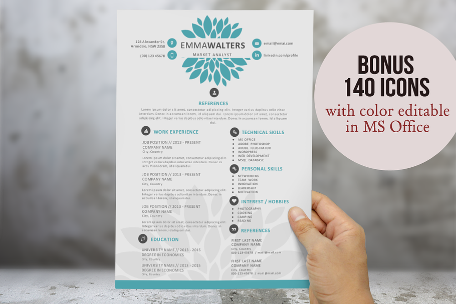 Creative flower resume template in Resume Templates - product preview 8