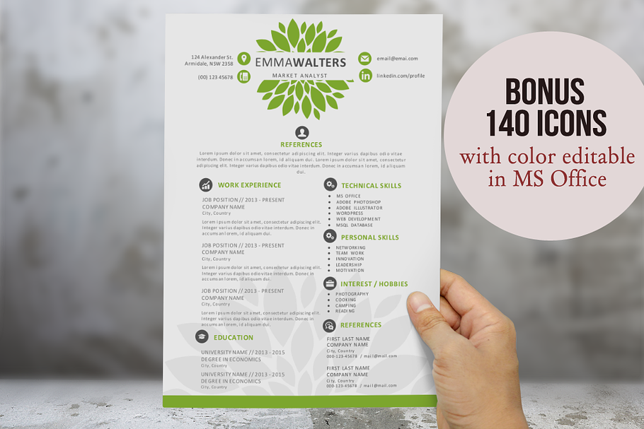 Creative flower resume template in Resume Templates - product preview 8