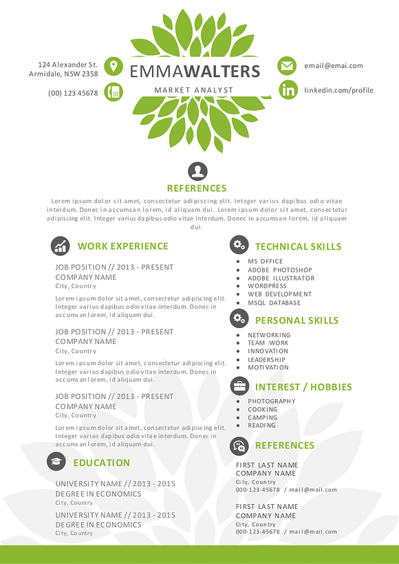 Creative flower resume template in Resume Templates - product preview 1