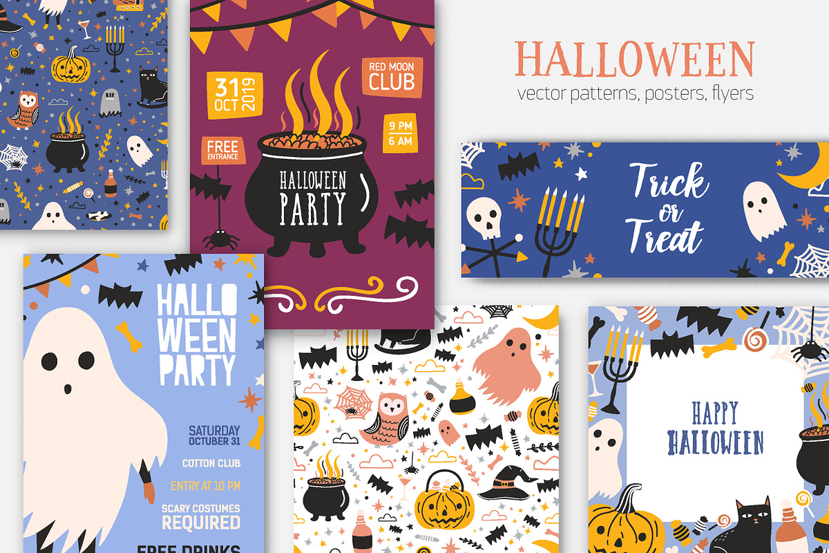 Halloween seamless, posters, banners in Illustrations - product preview 8