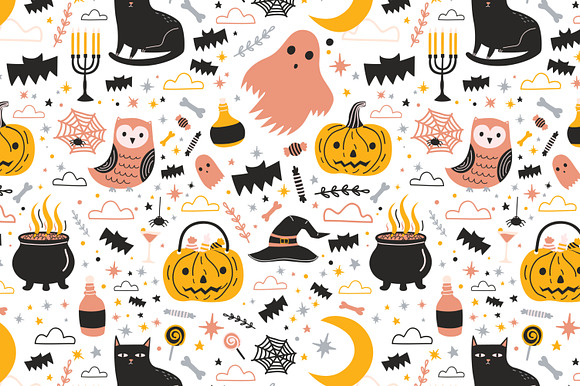 Halloween seamless, posters, banners in Illustrations - product preview 2