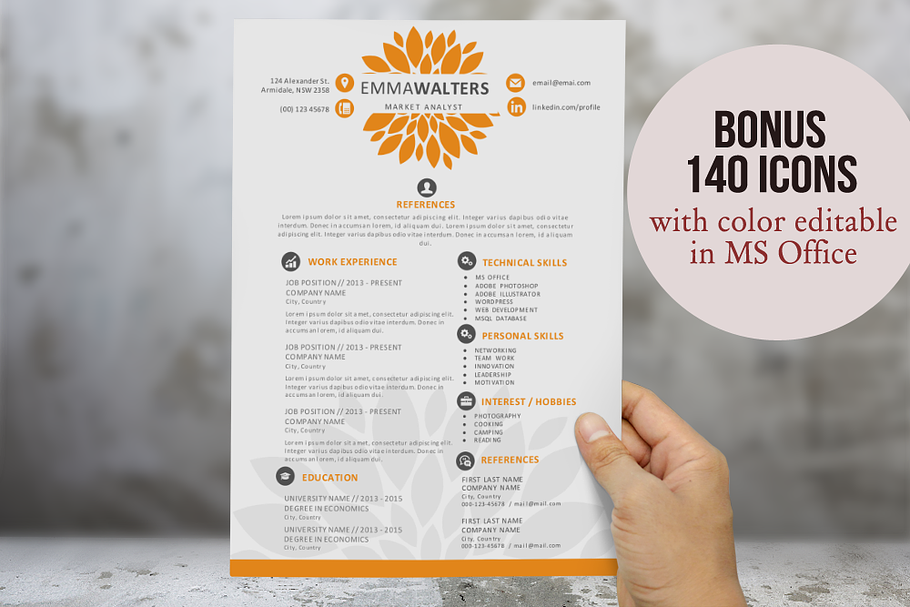 Chrysanthemum resume in Resume Templates - product preview 8
