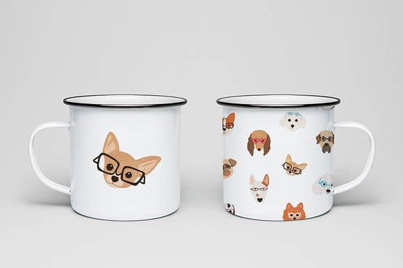 Dogs in glasses set and seamless in Illustrations - product preview 3
